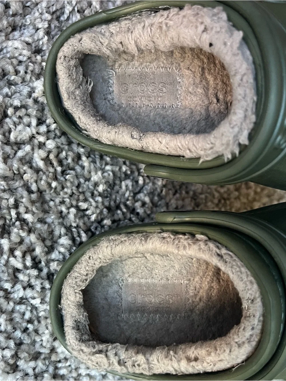 CROCS Baby Kids Fuzzy Lined Clog - Olive Green